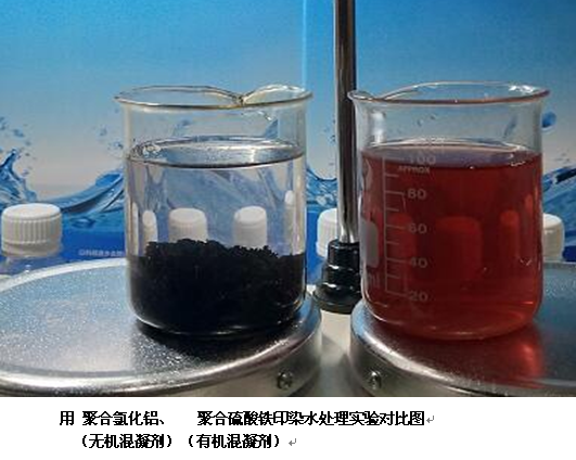 用聚合氯化鋁 聚合硫酸鐵印染水處理實驗對比圖